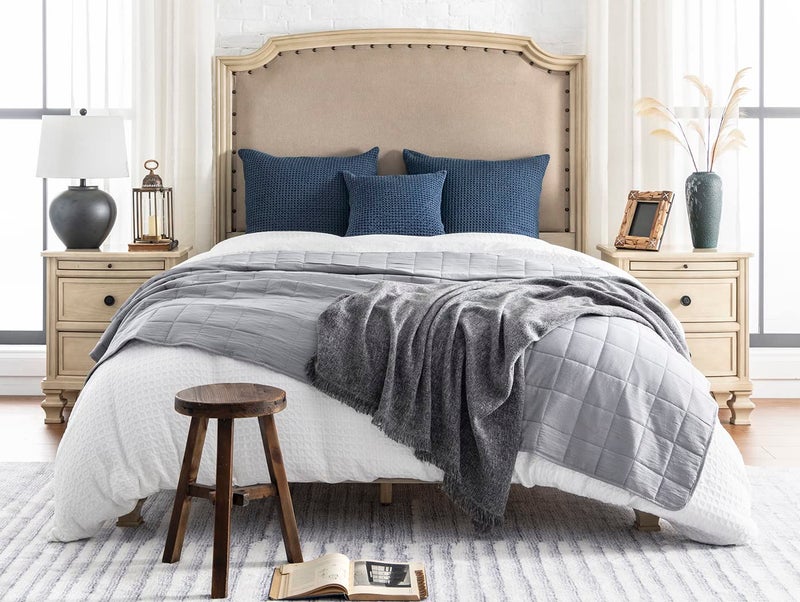 COCOPLOCEUS 26x26 Pillow Covers Set of 2 Euro Shams Cotton Euro Sham Pillow Covers Waffle Weave Pillowcase Farmhouse Decorative Euro Throw Pillow Covers for Couch Sofa Bedroom Car  Dark Blue - Image 2